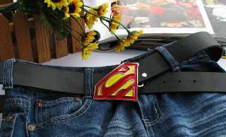 Superman logo fashion Metal Buckle leather Belt BSU2B  