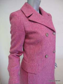 Michael Kors Double Breasted Pink Weed Wool Coat Sz 2  