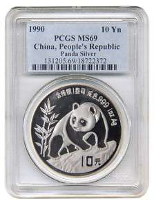 1990 China Silver Panda (1 oz)   PCGS MS69  