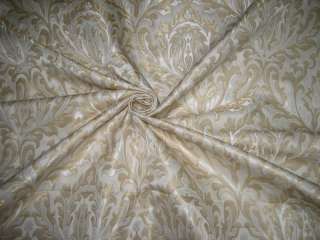 Pure Heavy Silk Brocade Fabric Ivory,Cream & Metalic Gold  