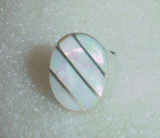 VINTAGE STERLING SILVER AND MOTHER OF PEARL MENS RING  