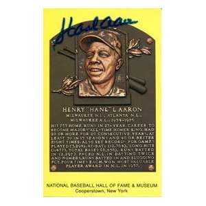  Hank Aaron Autographed Hall of Fame Plaque Sports 