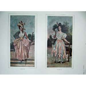  1887 Colour Print Beautiful Ladies Women Dresses