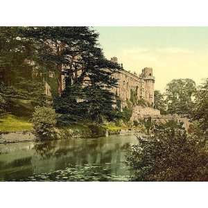 Vintage Travel Poster   The castle from the river Warwick England 24 X 