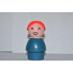 Vintage Little People School Girl with Red Hair, White Plastic Collar 