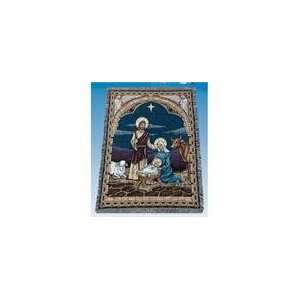  Stained Glass Christmas Nativity Scene Tapestry Throw 