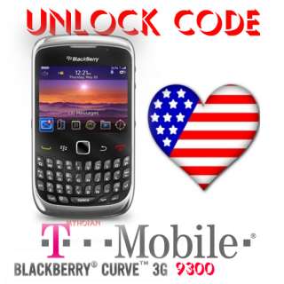 UNLOCK Code for T mobile AT&T Blackberry Curve 3G 9300  