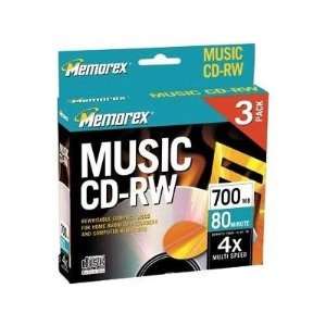  Memorex 700MB/80 Minute Music CD R Media (3 Pack 