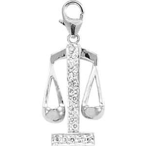  14K White Gold Diamond Hall of Justice Charm Jewelry