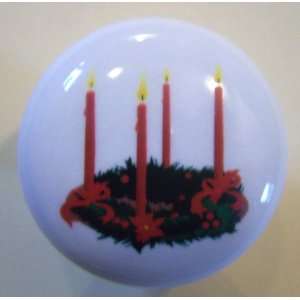  Christmas Candle Wreath Cabinet Drawer Pull Knob 