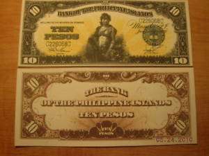 Copy 1920 $10 Pesos Bank of Philippine Islands Replica  