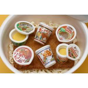  Instant Noodle Soup Cup & Bowls Japanese Erasers. 6 Pack 