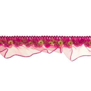   Sequin Organza Ruffle Trim Fuchsia By The Yard Arts, Crafts & Sewing