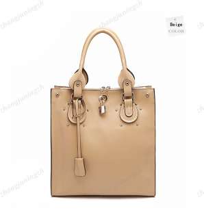   Leather Purse Shoulder Bag Handbag Tote Satchel Rivet Lock Fashion