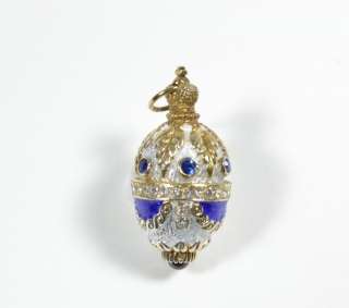 Russian Imperial Egg Pendant Sterling Silver & Enamel  