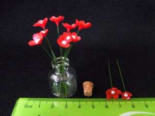 Dollhouse Miniature Red Flower w/ Bottle Home Garden Barbie Blythe 