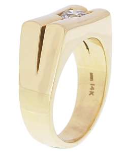 14k Gold Mens 7/8ct TDW Diamond Solitaire Ring (P, SI)   