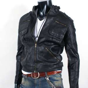 Mens Rider Motorcycle Leather Jacket JK001 Black M L XL  