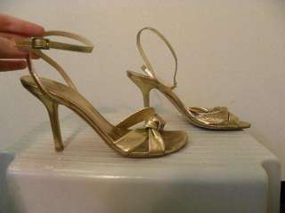 KATE SPADE Gold Leather Strappy Sandals Heels 8.5B  