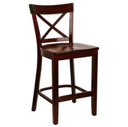 back Wood Seat Counter Stool  