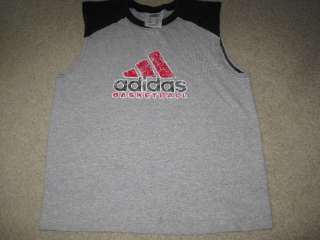 Boys Adidas basketball tank top sleeveless t shirt black gray red size 