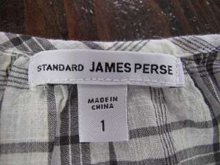 Standard James Perse White/Gray Plaid Spaghetti Strap Mini Dress 1 