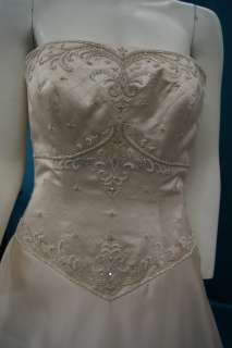   Sottero Champagne Victorian Strapless Rhinestone Wedding Dress Size 10