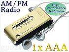 AM FM Portable Pocket Radio Headphone Battery 1x AAA R2
