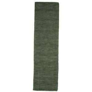  28 x 99 Green Hand Tufted Wool Gabbeh Runner Rug 