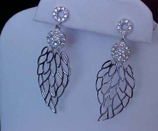 Couture CZ Angel Wings Dangle Sterling Silver EARRINGS  