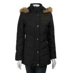 Anne Klein Womens Snap Front Hooded Down Parka  
