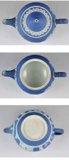Antique English Blue Jasperware Wedgwood Teapot 1870s  