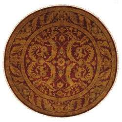 Round) Hand knotted Wool Red Antique Lilac Rug  