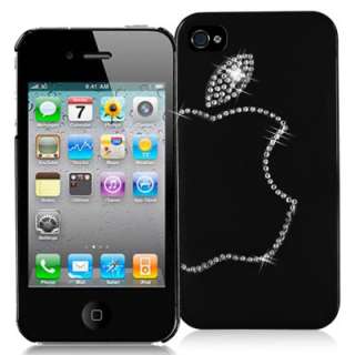   4g Black Bling Back Cover Case with Apple Diamond Crystal Logo  