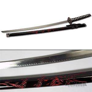 Black Katana w/ Red Dragon Martial Arts Weapons Sword  