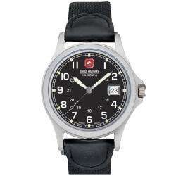 Swiss Military Womens Black Canvas Second Hand Date Watch   