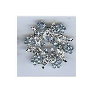   Blue Rhinestones in Silver Metal Finish Pin/brooch 