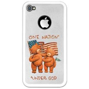   or 4S Clear Case White One Nation Under God Teddy Bears with US Flag