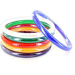 Stackable Multi colored Glass Bangle Bracelet Set Today $9.79