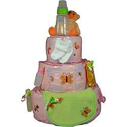 Giggles and Grins Pink Butterfly Diaper Cake  