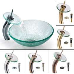 Kraus Broken Glass Vessel Sink and Bathroom Faucet  