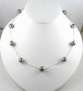 18 Tahitian Black Pearl 14K Yellow Gold Tin Cup Necklace  