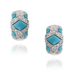 ICZ Stonez Sterling Silver Turquoise colored Enamel CZ Earrings 