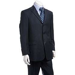 Tommy Hilfiger Mens Navy Blue Plaid 3 button Suit  