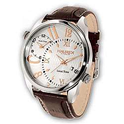 Haurex Italy Big Fly Mens Brown Leather Strap Watch Model # 6A283USH 