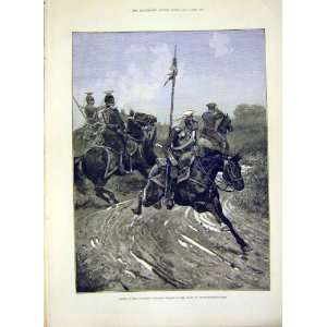 Army Military Prussian Uhlans Guard Old Print 1888
