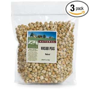 Woodstock Farms Wasabi Peas, Natural, 24 Ounce Bags (Pack of 3 