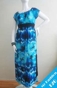   Sleeve Long Maxi Party Dress Blue Junior Plus Size 1X,2X,3X  