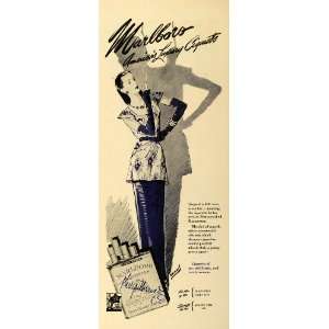  1944 Ad Philip Morris Marlboro Cigarettes Fashionable Lady 
