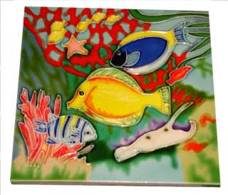 Ceramic Glazed Decorative 6 x 6 Tile 14  Fish  